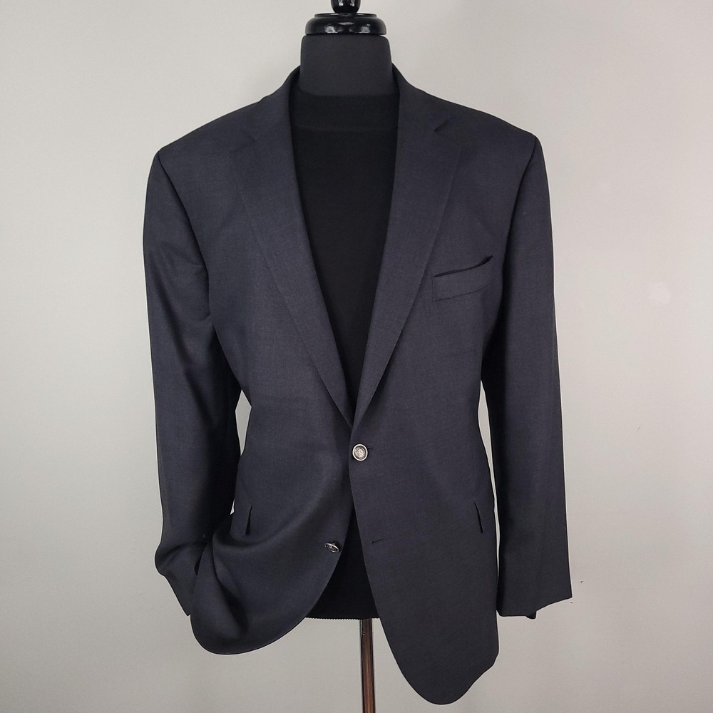 Stafford Blazer Mens 48 Regular Charcoal Classic Fit Two Button Wool Sport Coat